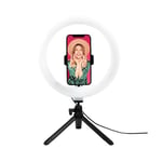 Juice Social 10" Desktop LED Selfie Ring Light with Phone Holder and Extendable Legs | Vlogging, Make-Up, Streaming Black