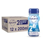 Aptamil 2 Follow On Baby Milk Ready to Use Liquid Formula, 6-12 Months, 200ml (Pack of 12)