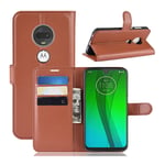 Motorola Moto G7 litsi nahkainen suojakotelo - Ruskea