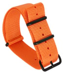 Tiera orange NATO-armband - Svart PVD spänne och ringar 22 mm