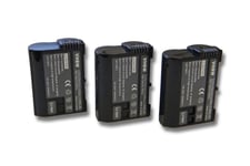 vhbw 3x Batteries compatible avec Nikon D800E, D810, D810a, D850, Z5 appareil photo, reflex numérique (2000mAh, 7V, Li-ion) avec puce d'information