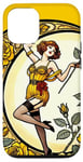 Coque pour iPhone 15 Pro Rose jaune Pinup Girl Illustration Roses Jardin Art