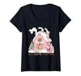 Womens Have A Sweet Holiday Season Gingerbread House Christmas V-Neck T-Shirt