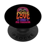 Peace Love And Hache Throwing Bohemian Rainbow PopSockets PopGrip Adhésif