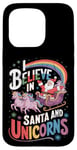 iPhone 15 Pro Christmas Unicorn Lover I Believe In Santa And Unicorns Case