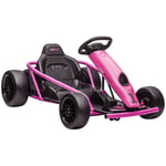 Kids 24V Electric Go Kart Childrens Ride On Car Music Horn Slow Start Pink