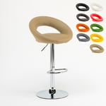 Tabouret de bar cuisine industriel pivotant réglable en hauteur repose-pieds Chicago Couleur: Beige