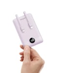 Power Bank Fast Charging PD 22.5W WeeFancy 10000mAh Portable Charger With Built in Cables Small Battery Pack USB C with 3 Outputs ＆ 3 Inputs Mini Powerbank Compatible with iPhone Samsung (Purple)