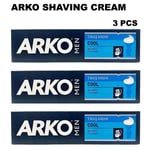 3 PCS Arko Shaving Cream Cool 100g-Refreshing Smooth Shave Suitable for All Skin