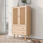 Modernluxe - Commode en bois avec 2 portes et 2 tiroirs - style campagnard - Naturel