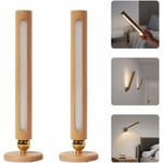 Applique Murale Led En Bois Rotative a 360 degres Magnetique Applique Murale Rechargeable a Gradation Detachable Et Continue, La Lampe De Nuit Usb