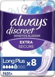 Always Discreet Incontinence Pads for Women, Long Plus x 8 Pads