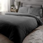 Rapport Home Soft Luxurious Teddy Fleece Quilt Cover Bedding Set King Charcoal