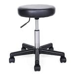 SONGMICS Tabouret de Travail Rotatif, Siège Mobile, Hauteur Réglable 46-58 cm, Assise Rembourrée, Revêtement en PU, pour Salon de Beauté, Bureau, Clinique, Noir LJB61B