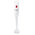 Bosch Hausgeräte Mixeur plongeant CleverMixx MSM14000, pied de mixeur amovible, poignée ergonomique, boîtier léger, couteau à 4 lames, nettoyage facile, 400 W, blanc/rouge