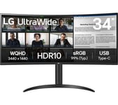 Lg UltraWide 34WR55QK-B.AEK Quad HD 34" Curved VA LCD Monitor - Black, Black