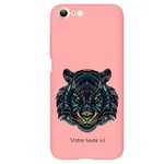 Coque rose Iphone 7 8 et SE 2020 et 2022 tigre mandala personnalisee