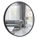 GOLD&CHROME UNIQUE DESIGN, Miroir Mural, Rond, avec Cadre en Aluminium - Noir ⌀50 Miroir revêtue de téflon, résistante à l'humidité Cadre de Miroir, 2 cm de Profondeur, Peint par poudrage