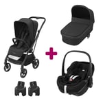 Maxi Cosi Pack poussette trio Léona 2 + pebble 360 pro nacelle essential black