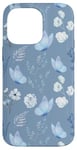 iPhone 14 Pro Max White Vintage Flowers Blue Butterfly Protective Cover Case Case