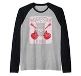 Rockstar King Skull Crown Crossed Guitars Raglan Baseball Tee