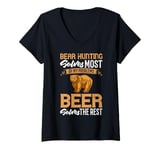 Womens Bear Hunting Funny Wildlife Animals Hunt V-Neck T-Shirt