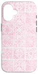 iPhone 16 Light Pink Porcelain Mediterranean Watercolor Tile Majolica Case