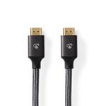 Nedis High Speed ​​HDMI ™ kabel med Ethernet | HDMI™ Stik | HDMI™ Stik | 4K@30Hz | ARC | 18 Gbps | 10.00 m | Runde | Bomuld | Gun Metal Grå | Cover Box