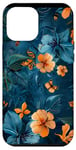 Coque pour iPhone 12 Pro Max Motif floral abstrait bleu avec abeilles tropicales vintage