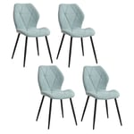 Wokaka - Lot de 4 chaises - chaise de salle à manger vintage en forme de diamant - chaise en lin - pieds en métal(menthe)