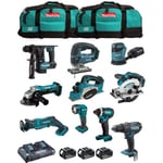 MAKITA Kit MK1003 (DHP482+ DTD152+ DHR171+ DGA452+ DJR183+ DBO180+ DJV180+ DSS610+ DML815+ DKP180+ 3x3,0Ah + DC18RD+ 2xLXT600)