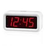 KWANWA Cordless Digital LED Alarm Clock With Big 1.2'' LED Time Display,AA Battery Operated Only,Can Be Placed Anywhere Without A Cumbersome Cord,White Colour