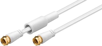 Manax 67297 Câble coaxial Plat pour antenne Satellite avec fiches F, blindé, plaqué Or et étui étanche, Blanc, 7,50 m