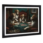 Big Box Art Framed Print of Cassius Marcellus Coolidge Dogs Playing Poker Design | Wall Art Picture| Home Decor for Kitchen, Living Room, Bedroom, Hallway, Black, A2 / 24.5x18 Inch / 62x45cm