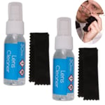 4Pc LENS CLEANER SPRAY & CLOTHS SET Clean Optical Camera Glasses Sunglasses Wipe