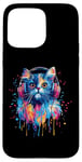 Coque pour iPhone 15 Pro Max Persian Cat Lovers Pop Art Casque audio amusant chat persan