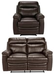 Argos Home Paolo Chair & 2 Seater Manual Recline Sofa -Brown Brown