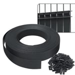 Kit de lamelles occultantes PVC brise vue 75m x 4.7cm avec 150 clips Noir VOUNOT