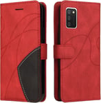 Coque Pour Samsung Galaxy A02s, Etui En Cuir Pu Portefeuille Housse Fermeture Magnetique Und Flip Protection Case Avec Antichoc Tpu, Etui A Rabat, Fentes Pour Cartes (Rouge)