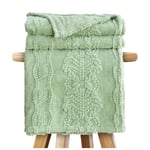 GC GAVENO CAVAILIA Couvertures en Polaire Moelleuse pour lit, canapé, Sofa, canapé – Confortables Thermiques, Chaudes et Confortables – Jeté Jacquard élégant (130 x 180 cm) – Vert Sauge