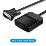 Vention Câble convertisseur VGA vers HDMI Adaptateur convertisseur analogique AV vers numérique avec audio 1080P pour PC portable vers projecteur HDTV chaud, Noir - 15 cm