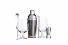 BarCraft Cocktail Set, Gin Glasses, Shaker, Muddler, Dual Bar Measure, Knife