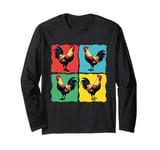 Colorful Funny Chicken Art, Crazy Chicken Rooster Family Long Sleeve T-Shirt