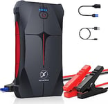 FLYLINKTECH Booster Batterie 2500A 13200mAh 12V Démarreur Batterie Voiture Supersafe(Jusqu'à 6,0L Essence 5,0L Diesel) Jump Starter avec Lampe LED, Pince Sécurité Intelligentes, Allume-Cigare EC5