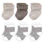 LaLoona Lot de Chaussette Bebe (0-3 mois) - 6 Paires de Chaussettes Chaudes Bébé en Coton Mélangé, Testées OekoTex 100, Hautes et Basses - Beige Gris