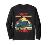 Thinking About Trains Model Railroad Conductor Wagon Train Long Sleeve T-Shirt