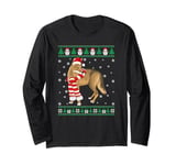 Coyote Animal Santa Reindeer Hat Ugly Christmas Long Sleeve T-Shirt