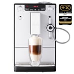 Melitta Solo & Perfect Milk Argent, Machine à Café à Grains avec Broyeur et Système d'Extraction des Arômes, Mode 1 à 2 Tasses, Auto Cappuccinatore, Affichage LED, E957-203, 1400W