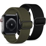 2-pack remmar kompatibla med Apple Watch-armband 45 mm 44 mm 42 mm Loop för iWatch SE Ultra Series 8 7 6 5 4 3 2 1 Svart/Grön