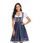 Högkvalitativ traditionell tysk rutig klänning vuxen dam Oktoberfest kostym Halloween festlig stil m